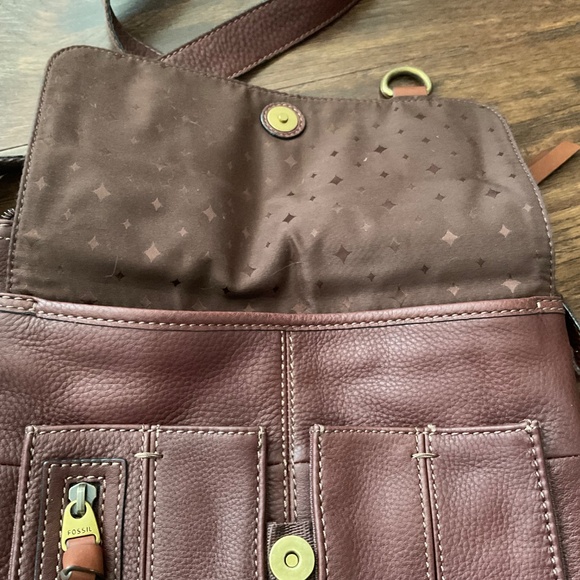 Fossil crossbody purse handbag, pebbled leather brown, great condition - Picture 6 of 16
